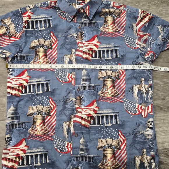 Vintage Boca Classics American Patriotic Bell Washington Button Up Polo Shirt - Picture 5 of 7